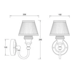 Burlington LED Bathroom Ornate Wall Light With Chrome Base & White Fine Pleated Shade - ELBL22 -Burlington Bath Shop bl22 tech