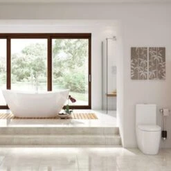 Campbell Rimless Close Coupled Fully Shrouded Toilet & Soft Closed Seat -Burlington Bath Shop camppbell lifestyle2 1
