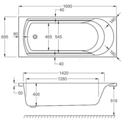 Carron Arc 1700 X 700 Single Ended Bath - 5mm -Burlington Bath Shop carron arc se 1700x700 tech