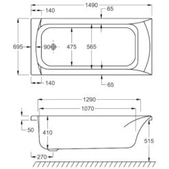 Carron Delta 1500 X 700 Single Ended Bath - 5mm 11 Carron Delta 1500 X 700 Single Ended Bath - 5mm -Burlington Bath Shop carron delta se 1500x700 tech