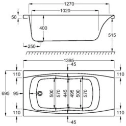 Carron Imperial 1400 X 700 Single Ended Bath With Grips - 5mm -Burlington Bath Shop carron imperial 1400x700 tech