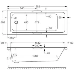 Carron Quantum Integra 1700 X 700 Single Ended Bath With Grips - 5mm -Burlington Bath Shop carron quantum integra 1700x700 tech