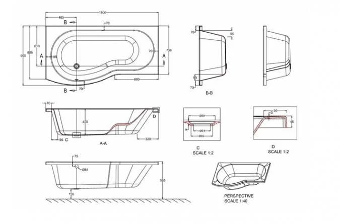 ClearGreen EcoRound 1700 X 900mm Shower Reinforced Bath 6 ClearGreen EcoRound 1700 X 900mm Shower Reinforced Bath - Image 4