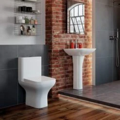 Crest Closed Coupled Fully Shrouded Toilet & Slim Soft Close Seat -Burlington Bath Shop crest lifestyle