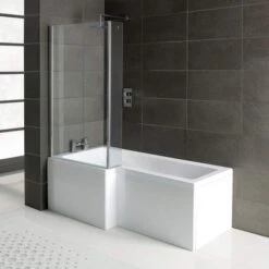 Deshi L-Shape Shower Bath, Panel & Screen - Right