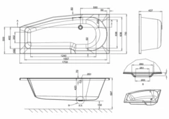 ClearGreen EcoCurve 1700 X 750mm Space Saving Shower Reinforced Bath -Burlington Bath Shop drawings BS1695LR15N