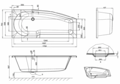 ClearGreen EcoCurve 1700 X 750mm Space Saving Shower Reinforced Bath -Burlington Bath Shop drawings BS1695RR16N