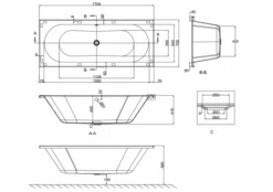 ClearGreen Verde 1700 X 700mm Double Ended Reinforced Bath -Burlington Bath Shop drawings BSA1703HR8