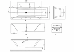 ClearGreen Enviro 1700 X 750mm Double Ended Square Reinforced Bath -Burlington Bath Shop drawings BSA1771HR2