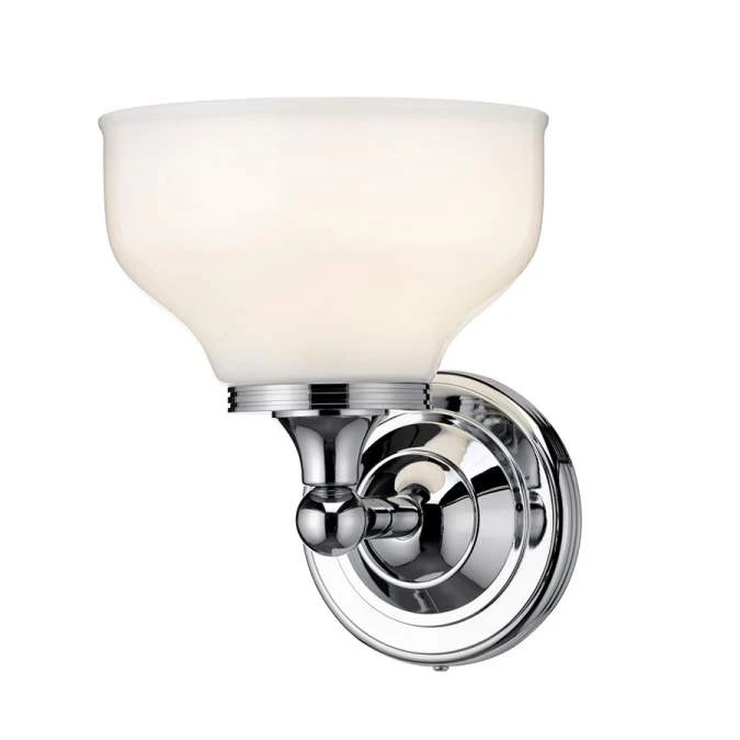 Burlington LED Bathroom Round Wall Light With Chrome Base & Opal Glass Shade - ELBL11 4 Burlington LED Bathroom Round Wall Light With Chrome Base & Opal Glass Shade - ELBL11 - Image 2