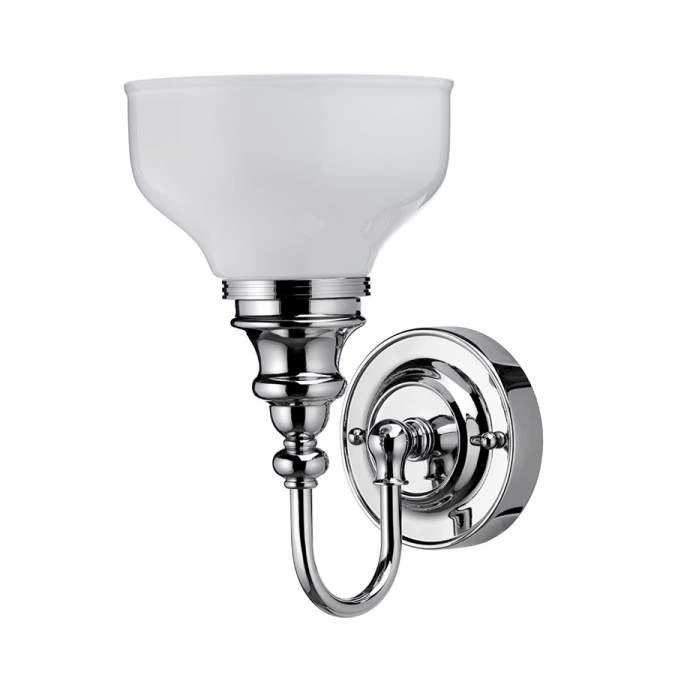 Burlington LED Bathroom Ornate Wall Light With Chrome Base & Opal Glass Shade - ELBL21 3 Burlington LED Bathroom Ornate Wall Light With Chrome Base & Opal Glass Shade - ELBL21