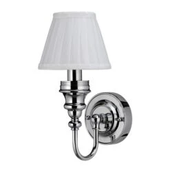 Burlington LED Bathroom Ornate Wall Light With Chrome Base & White Fine Pleated Shade - ELBL22