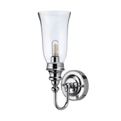 Burlington LED Bathroom Ornate Wall Light With Chrome Base & Clear Glass Vase Shade - ELBL24
