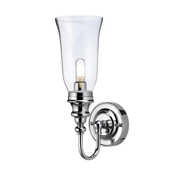 Burlington LED Bathroom Ornate Wall Light With Chrome Base & Clear Glass Vase Shade - ELBL24 4 Burlington LED Bathroom Ornate Wall Light With Chrome Base & Clear Glass Vase Shade - ELBL24 - Image 2