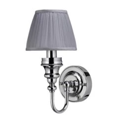 Burlington LED Bathroom Ornate Wall Light With Chrome Base & Silver Chiffon Shade - ELBL25