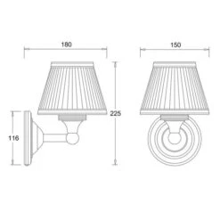 Burlington LED Bathroom Round Wall Light With Chrome Base & White Fine Pleated Shade - ELBL12 -Burlington Bath Shop elbl12
