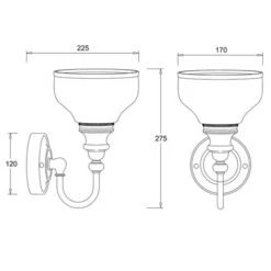 Burlington LED Bathroom Ornate Wall Light With Chrome Base & Opal Glass Shade - ELBL21 7 Burlington LED Bathroom Ornate Wall Light With Chrome Base & Opal Glass Shade - ELBL21 -Burlington Bath Shop elbl21 tech