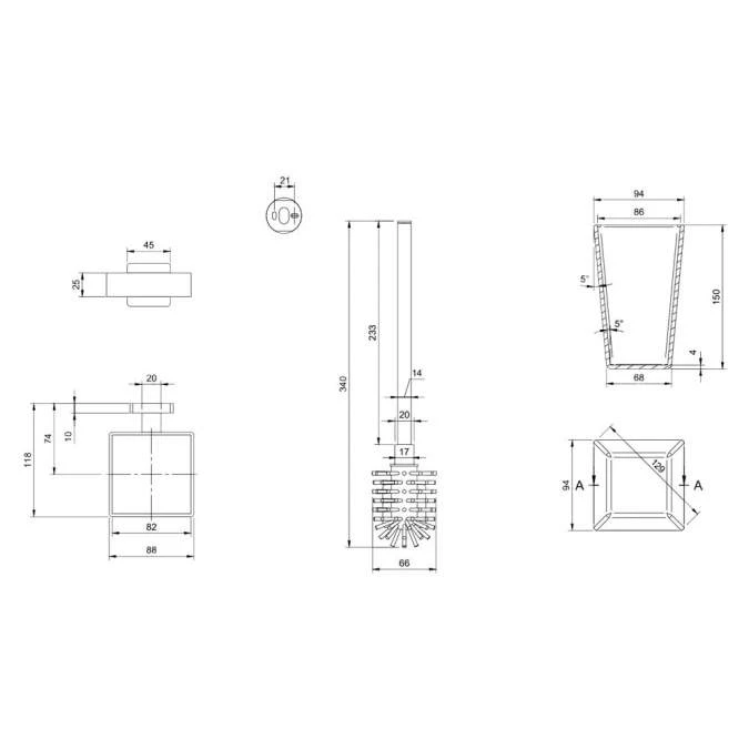 Villeroy & Boch Elements Striking Toilet Brush & Holder Chrome 4 Villeroy & Boch Elements Striking Toilet Brush & Holder Chrome - Image 2