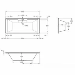 Legend 1700 X 750 Square Double-Ended Bath, Tungstenite Reinforced -Burlington Bath Shop fb 209 legend de 1700