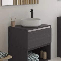 Gressingham 355mm Ceramic Round Washbowl & Waste - Matt White -Burlington Bath Shop gressingham 355mm washbowl white lifestyle 2jpg