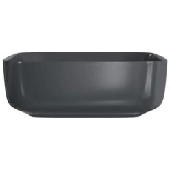 Gressingham 400mm Ceramic Square Washbowl & Waste - Matt Black -Burlington Bath Shop gressingham 400 square washbowl black 3