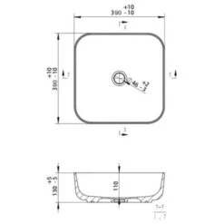 Gressingham 400mm Ceramic Square Washbowl & Waste - Matt Black -Burlington Bath Shop gressingham 400 square washbowl tech