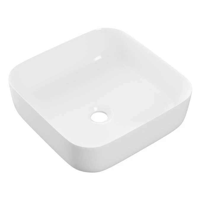 Gressingham 400mm Ceramic Square Washbowl & Waste - Matt White 3 Gressingham 400mm Ceramic Square Washbowl & Waste - Matt White