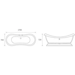 Gressingham 1760mm Freestanding Boat Bath - White -Burlington Bath Shop gressingham tech