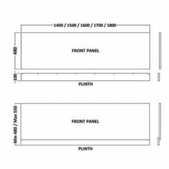 HaLite Gloss White 1500mm Bath Panel - Waterproof & Solid -Burlington Bath Shop halite spec front
