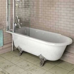 Burlington Hampton - Traditional Freestanding Shower Bath - 1700mm - Left Hand -Burlington Bath Shop hampton2 left
