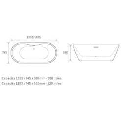 Havanna 1655mm Freestanding Black Double Ended Bath -Burlington Bath Shop havana freestanding tech 1