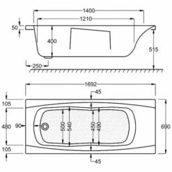 Carron Imperial 1700 X 700 Single Ended Bath With Grips - 5mm -Burlington Bath Shop imperial 1700x700 tech d