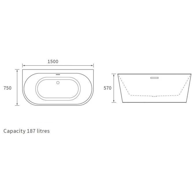 Laplane 1500mm Freestanding Bath 5 Laplane 1500mm Freestanding Bath - Image 3