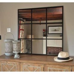 Roman Square Black Grid Mirror - MIR01 - Non Illuminated Bathroom Mirror -Burlington Bath Shop large square black grid mirror 789