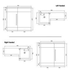 Lili 900mm Bathroom Furniture Pack - Gloss White -Burlington Bath Shop lilium 900 spec