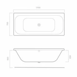 Tissino Londra 1700 X 750mm Premium Reinforced Double Ended Bath -Burlington Bath Shop londra 1700x750 tech