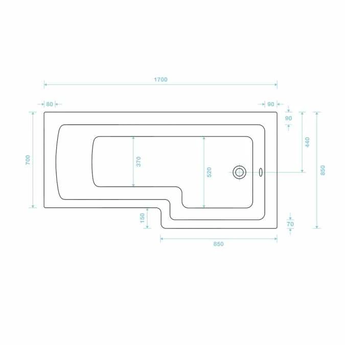 Tissino Lorenzo Reinforced Shower Bath LH - 1700 X 700mm 7 Tissino Lorenzo Reinforced Shower Bath LH - 1700 X 700mm - Image 5