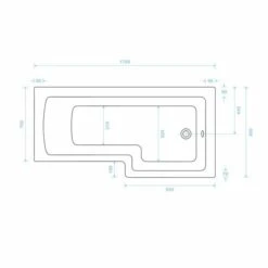 Tissino Lorenzo Reinforced Shower Bath RH - 1700 X 700mm -Burlington Bath Shop loreno sb 1 1