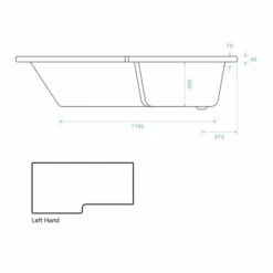Tissino Lorenzo Reinforced Shower Bath LH - 1700 X 700mm 14 Tissino Lorenzo Reinforced Shower Bath LH - 1700 X 700mm -Burlington Bath Shop loreno sb 2