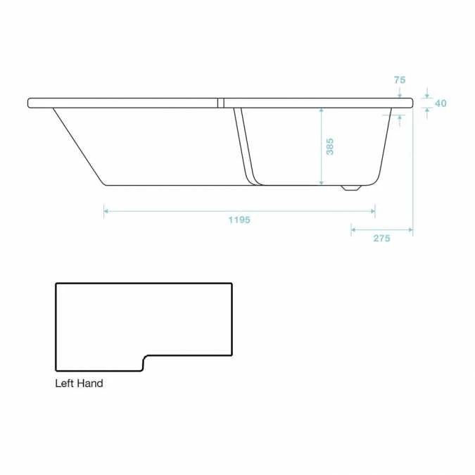 Tissino Lorenzo Reinforced Shower Bath LH - 1700 X 700mm 8 Tissino Lorenzo Reinforced Shower Bath LH - 1700 X 700mm - Image 6