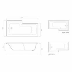 Tissino Lorenzo Reinforced Shower Bath RH - 1700 X 700mm -Burlington Bath Shop lorenzo showerbath tech