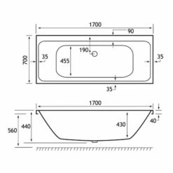 Beaufort Malin 1700 X 700 Beauforte Reinforced Double Ended Bath -Burlington Bath Shop malin de 1700x700 tech 1