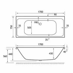 Beaufort Malin 1700 X 750 Double Ended Bath 7 Beaufort Malin 1700 X 750 Double Ended Bath -Burlington Bath Shop malin de 1700x750 tech