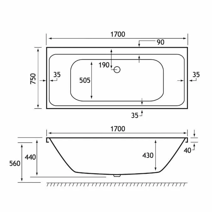 Beaufort Malin 1700 X 750 Double Ended Bath 5 Beaufort Malin 1700 X 750 Double Ended Bath - Image 3