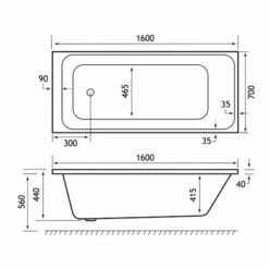 Beaufort Malin 1600 X 700 Beauforte Reinforced Bath -Burlington Bath Shop malin se 1600x700 tech 1
