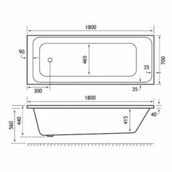 Beaufort Malin 1800 X 700 Single Ended Bath -Burlington Bath Shop malin se 1800x700 tech