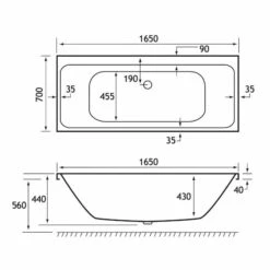 Beaufort Malin 1650 X 700 Beauforte Reinforced Double Ended Bath -Burlington Bath Shop mlin de 1650x700 tech 1