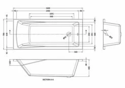 Linton Square 1600 X 700mm Single Ended Bath -Burlington Bath Shop nba407 baths v3 ld