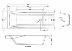 Linton Square 1700 X 750mm Single Ended Bath -Burlington Bath Shop nba410 baths v3 ld