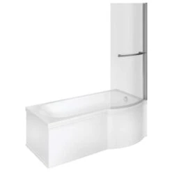Overberg DOUBLECAST 1700 X 850mm P Shape Shower Bath Pack -Burlington Bath Shop overberg p shaped bath rh